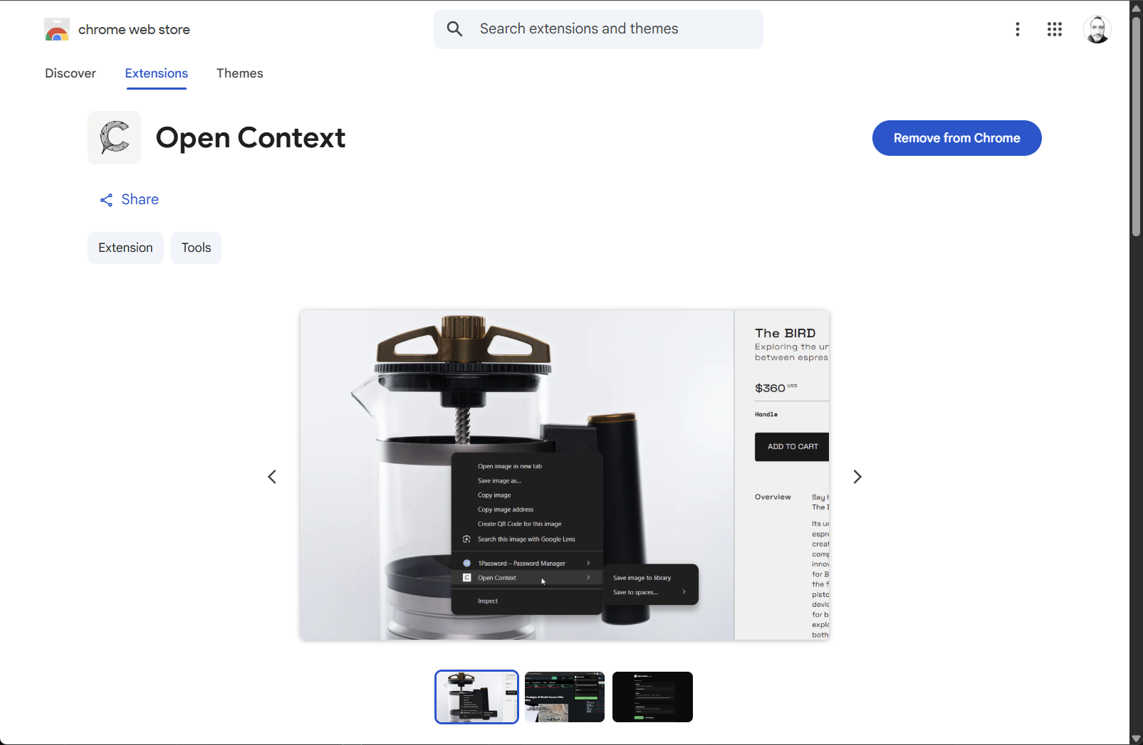 Open Context on the Chrome Web Store