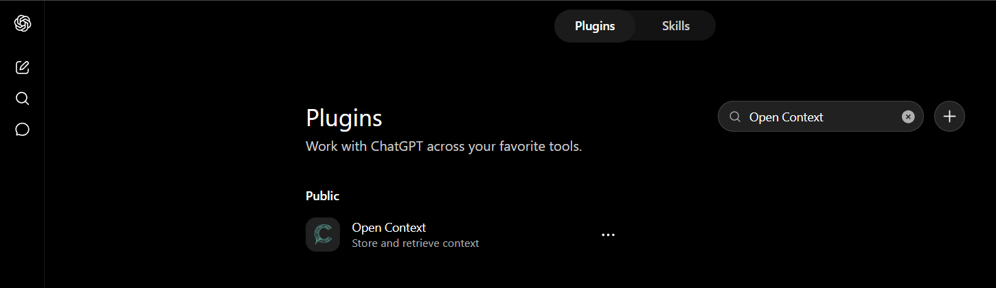 Searching the ChatGPT plugin catalog for Open Context